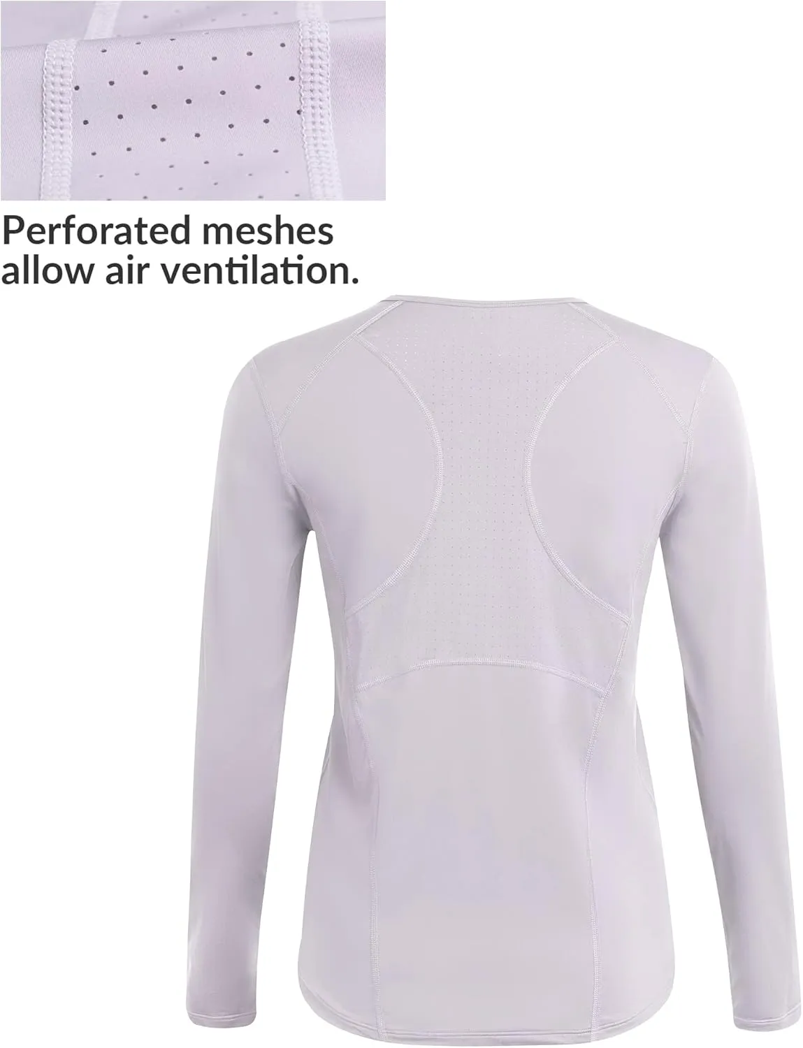 Yvette Womens Long Sleeve Shirt Quick Dry Workout Breathable Mesh Tops for Running Gym