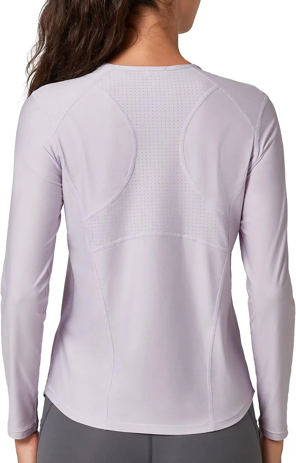 Yvette Womens Long Sleeve Shirt Quick Dry Workout Breathable Mesh Tops for Running Gym
