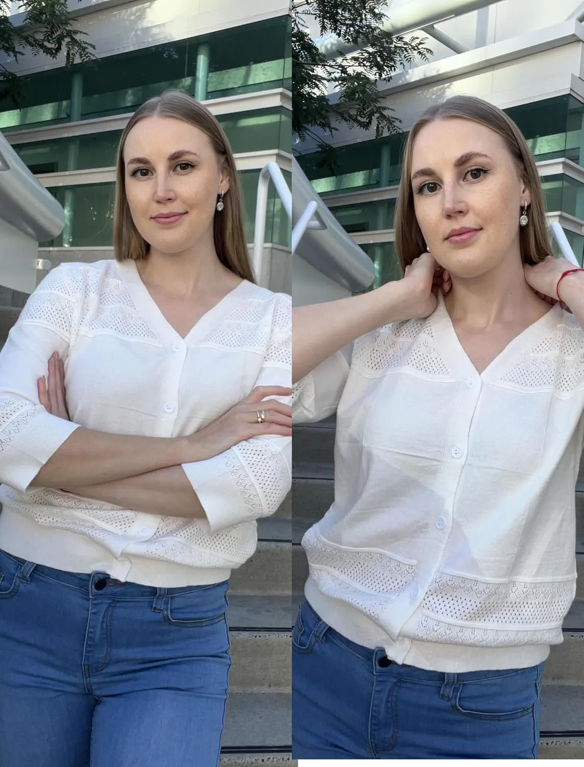 Zeagoo Womens Lightweight Summer Cropped Cardigan 3/4 Sleeve Button up Thin Bolero Crochet Knit Shrug Sweater
