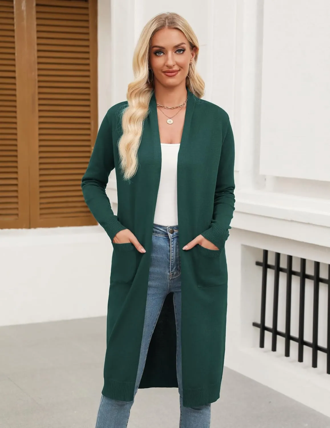 Zeagoo Women's Long Cardigan Sweaters Lightweight Sweater Long Sleeve Open Front Casual Knit Duster Cardigans with Pocket