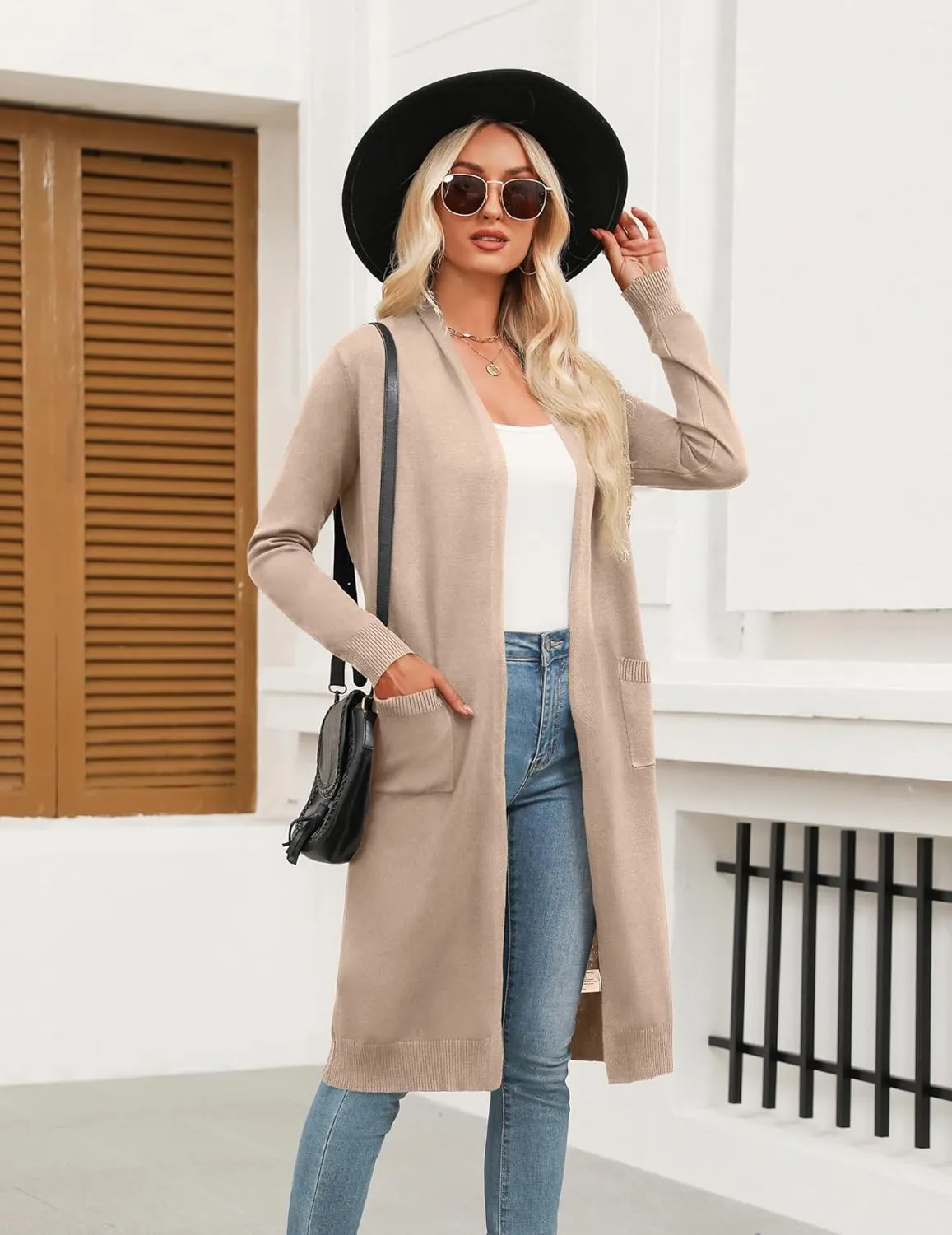 Zeagoo Women's Long Cardigan Sweaters Lightweight Sweater Long Sleeve Open Front Casual Knit Duster Cardigans with Pocket
