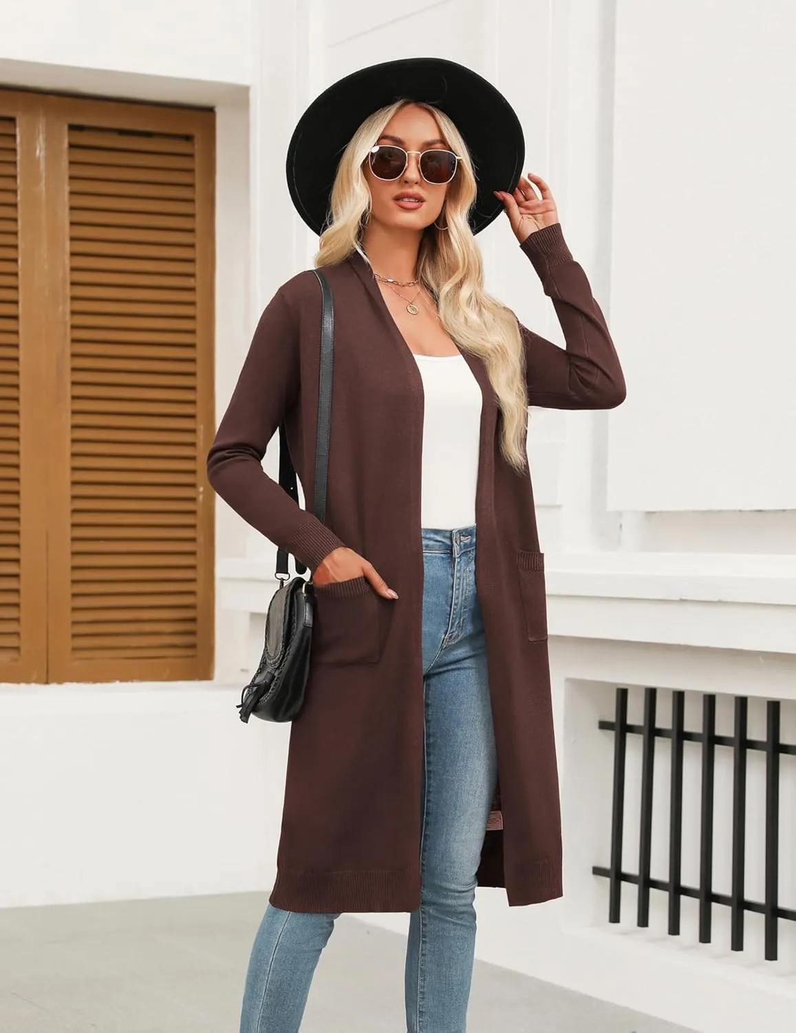 Zeagoo Women's Long Cardigan Sweaters Lightweight Sweater Long Sleeve Open Front Casual Knit Duster Cardigans with Pocket
