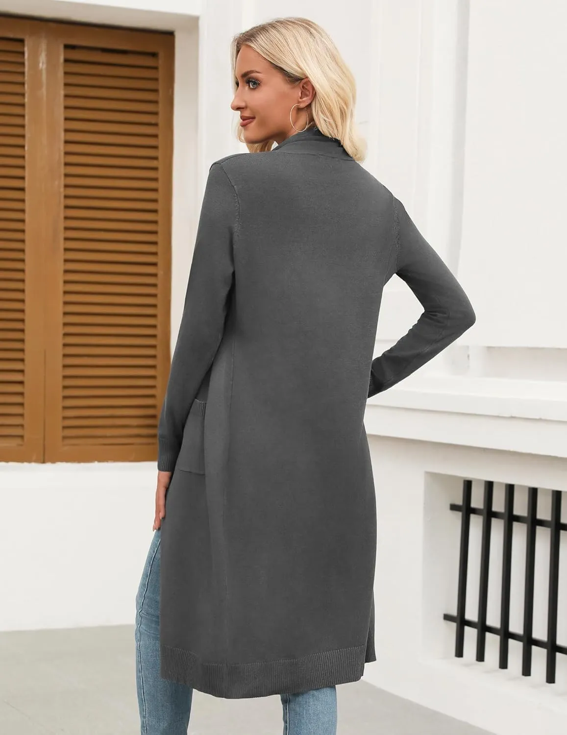 Zeagoo Women's Long Cardigan Sweaters Lightweight Sweater Long Sleeve Open Front Casual Knit Duster Cardigans with Pocket