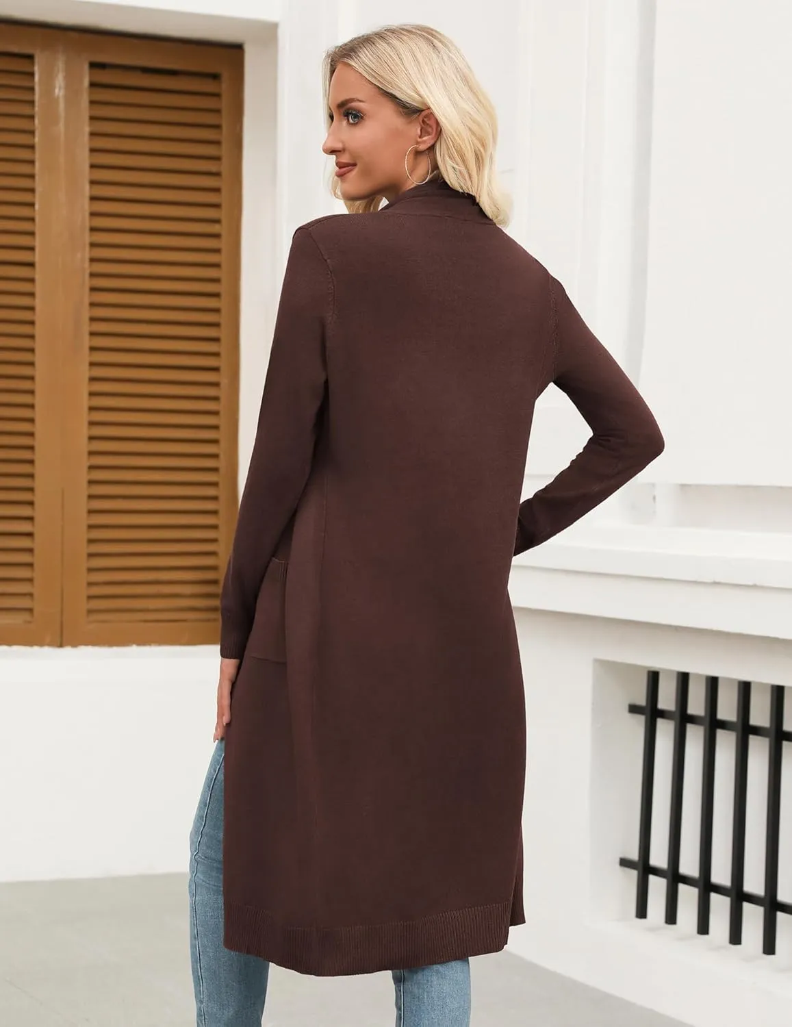 Zeagoo Women's Long Cardigan Sweaters Lightweight Sweater Long Sleeve Open Front Casual Knit Duster Cardigans with Pocket