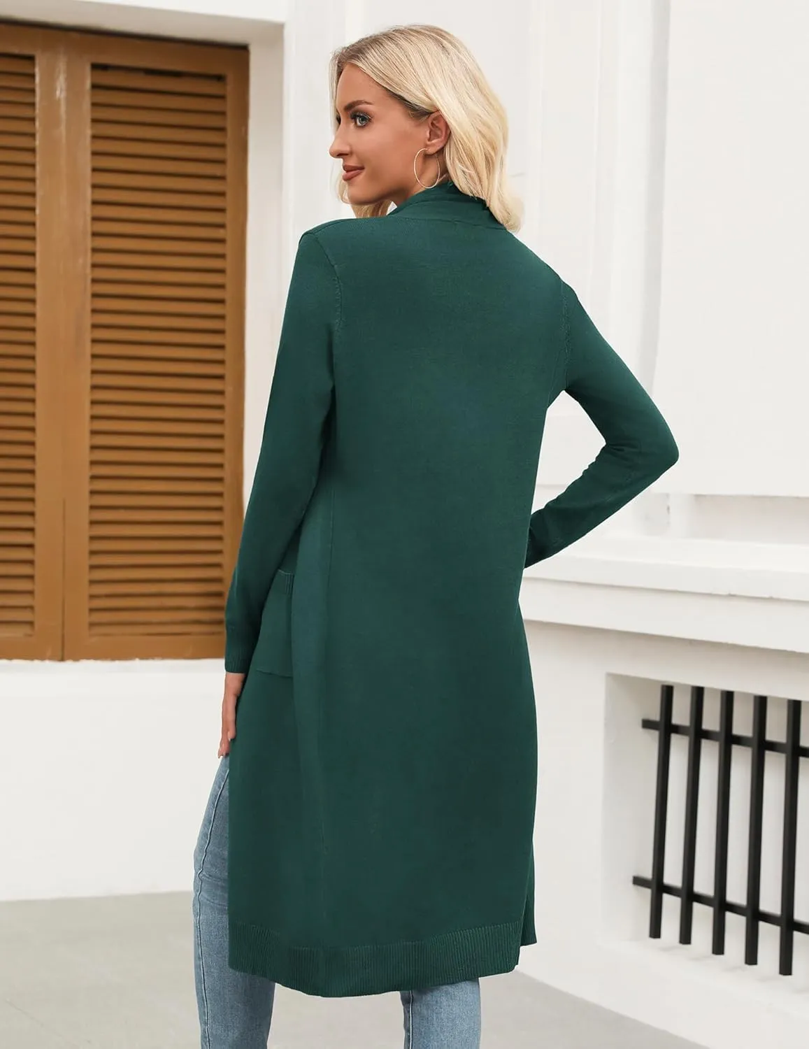 Zeagoo Women's Long Cardigan Sweaters Lightweight Sweater Long Sleeve Open Front Casual Knit Duster Cardigans with Pocket