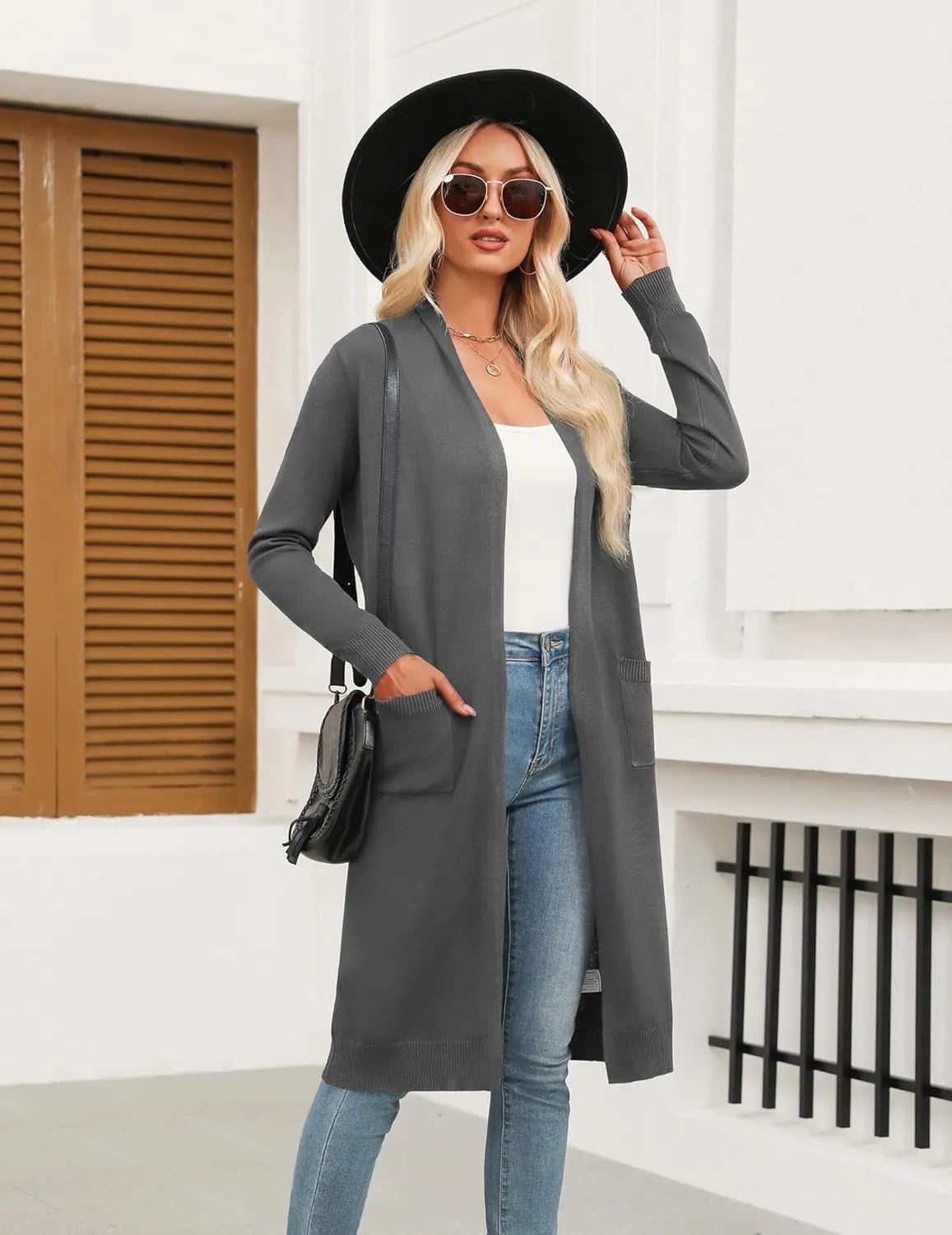 Zeagoo Women's Long Cardigan Sweaters Lightweight Sweater Long Sleeve Open Front Casual Knit Duster Cardigans with Pocket