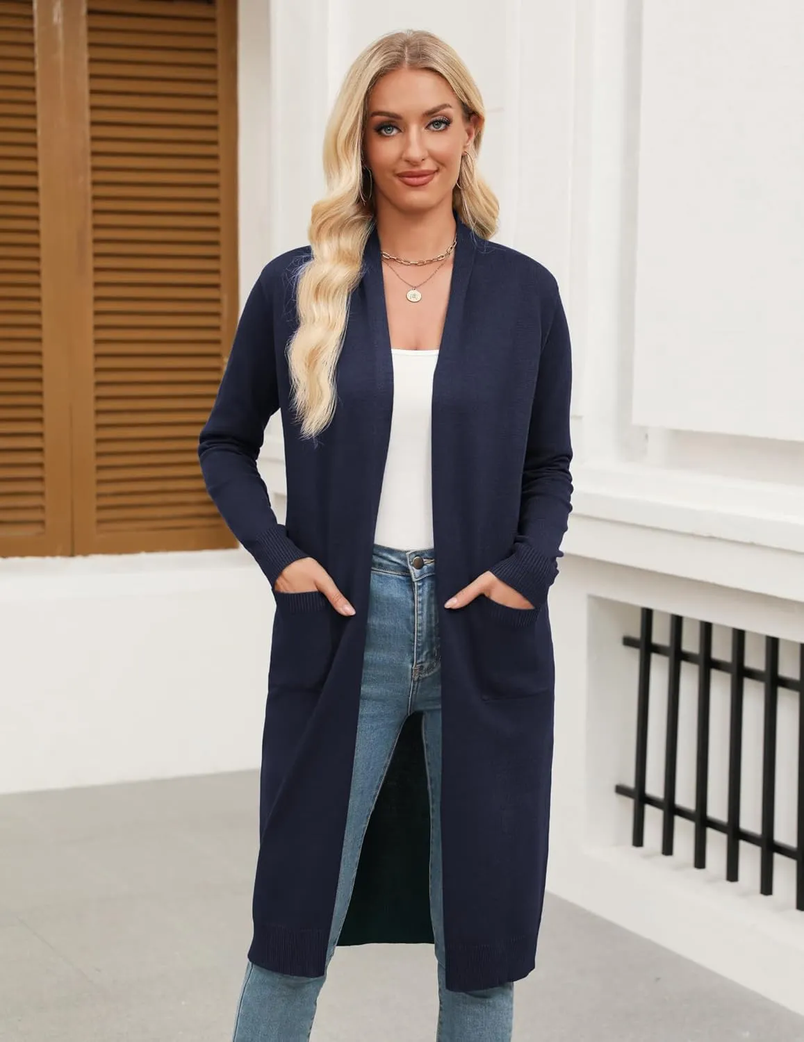 Zeagoo Women's Long Cardigan Sweaters Lightweight Sweater Long Sleeve Open Front Casual Knit Duster Cardigans with Pocket